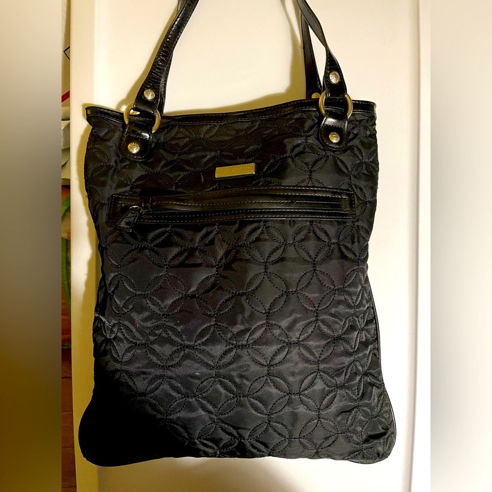 Rehab- Vera Bradley black nylon quilted tote bag-please note handles are peeling